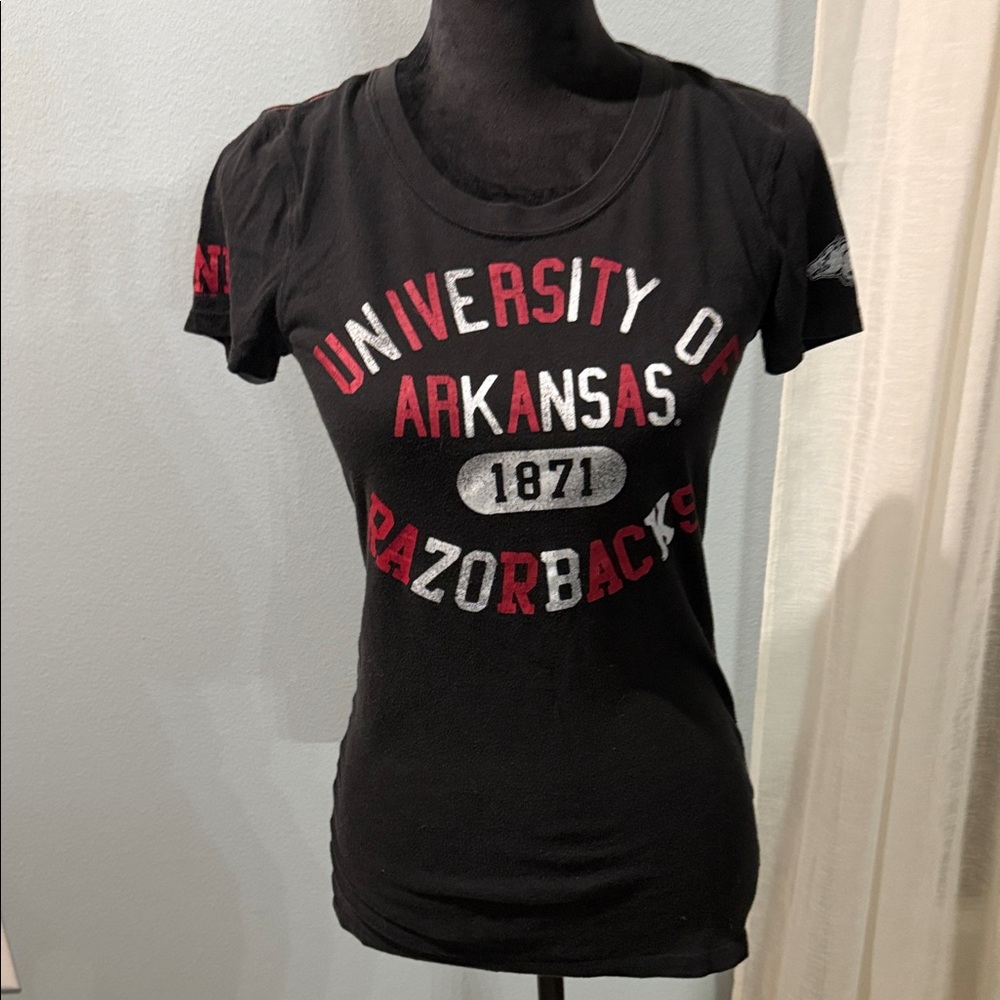 PINK Victoria's Secret Black University of Arkansas Razorbacks Tee